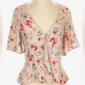 ASTR Floral Blouse - Cream with Red and Blue